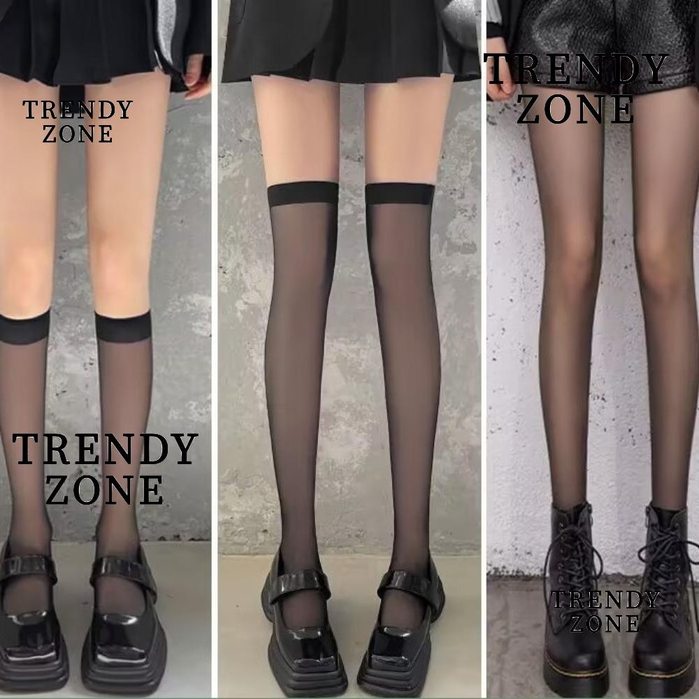 Trendysone ถุงน่อง Jk, ถุงน่องยางยืดฤดูร้อน, เหนือเข่าหวานดูดซับเหงื่อ Lolita ถุงน่องบาง