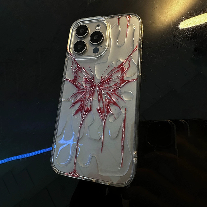 [G-Plus Studio] Dripping Blood Red Butterfly เหมาะสําหรับ iPhone16Promax Original High-End 15Pro สไต