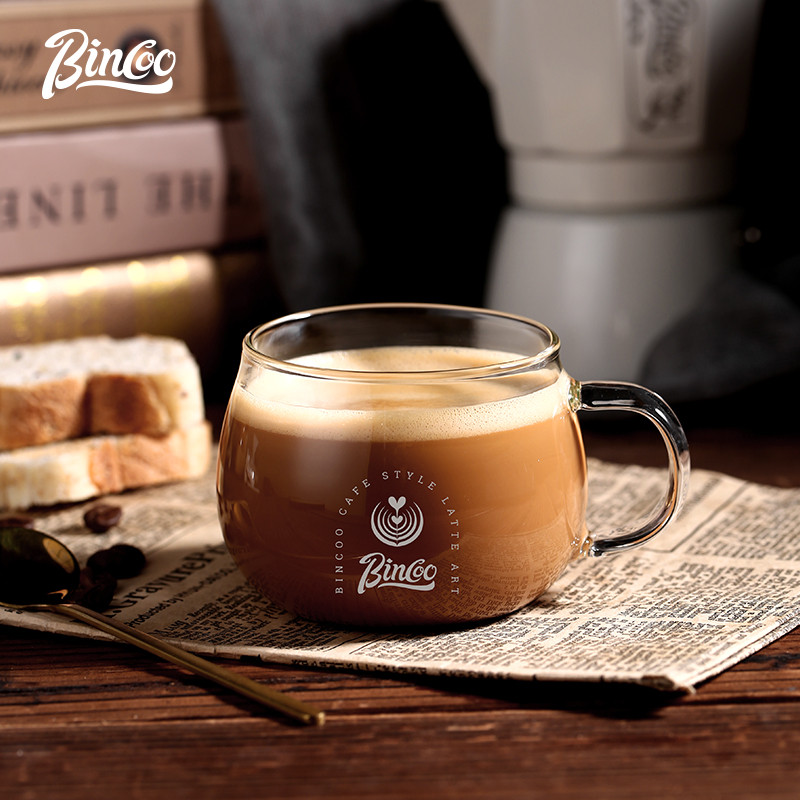Bincoo ถ้วยกาแฟถ้วยแก้ว American Cup latte Iced Coffee Milk Cup 280ml latte Art Cup