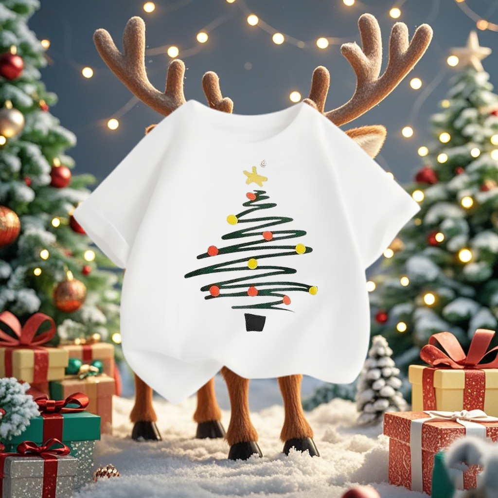 (จัดส่งตลอด 24 ชั่วโมง)KIDS PRINCESS เสื้อยืด Merry Christmas เสื้อยืดคริสต์มาสเด็กแขนสั้น สีแดงน่ารัก D212