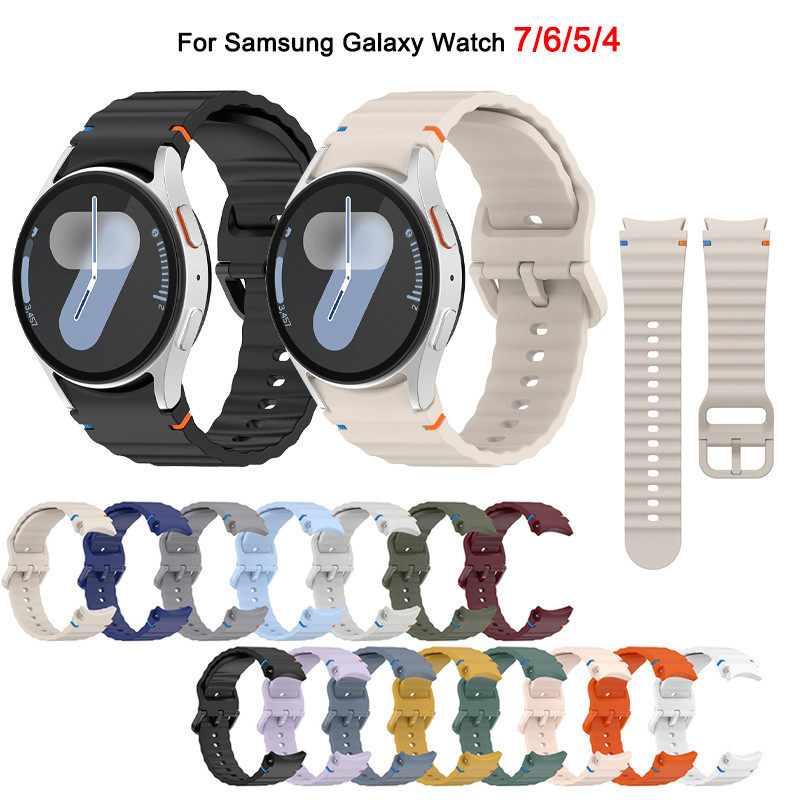 สายรัดซิลิโคนอ่อนนุ่มสําหรับ Samsung Galaxy Watch 7 6 5 4 FE 40 มม.44 มม.Watch6 Watch4 คลาสสิก Watch5 pro