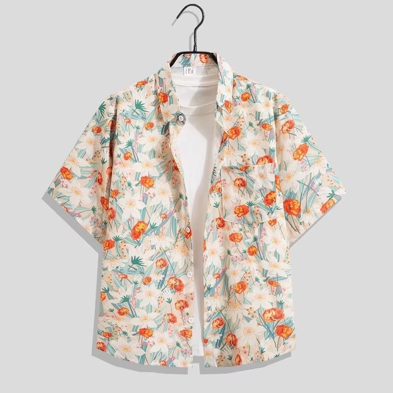 เสื้อสงกรานต์ผู้หญิง แขนสั้น ลายดอกไม้ย้อนยุค thumbnail 4