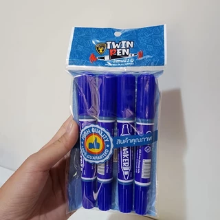ปากกาเคมี ปากกาเมจิก 2 หัว สีน้ำเงิน 1แพ็ค4ชิ้น สุดคุ้ม