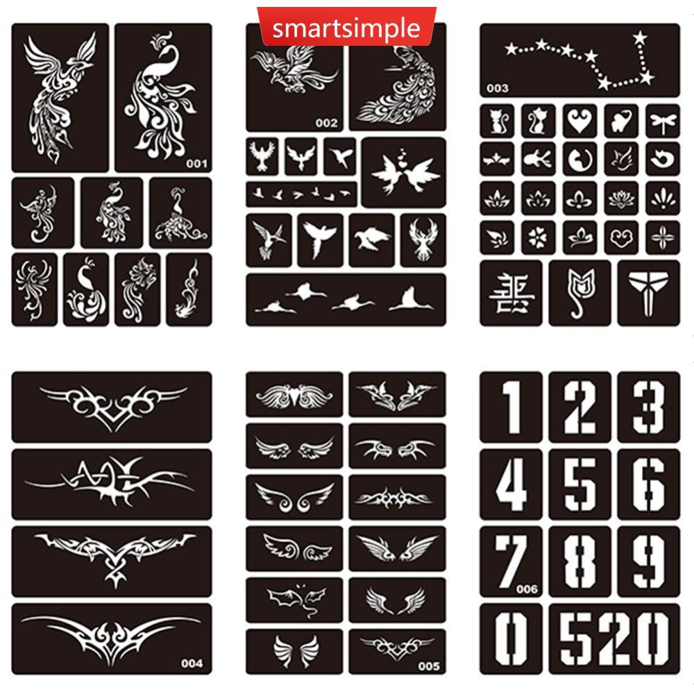 Smartsimple 40 รูปแบบ Hollow Henna Tattoo Stencil Template ใหม่ Body Hand Art วางวาดชั่วคราว Tattoo 