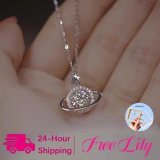 [ Free Lily ] สร้อยคอดาวเคราะห์จักรวาล น้ำหนักเบา การออกแบบที่มีลักษณะ