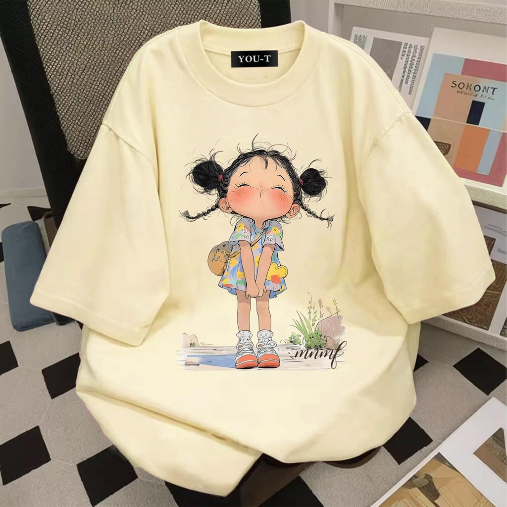 Top.street เสื้อยืดOversize cotton summer "MNMF Girl" girl fashion เสื้อยืดทรงผู้หญิง สไตล์เกาหลี เสื้อ 2025