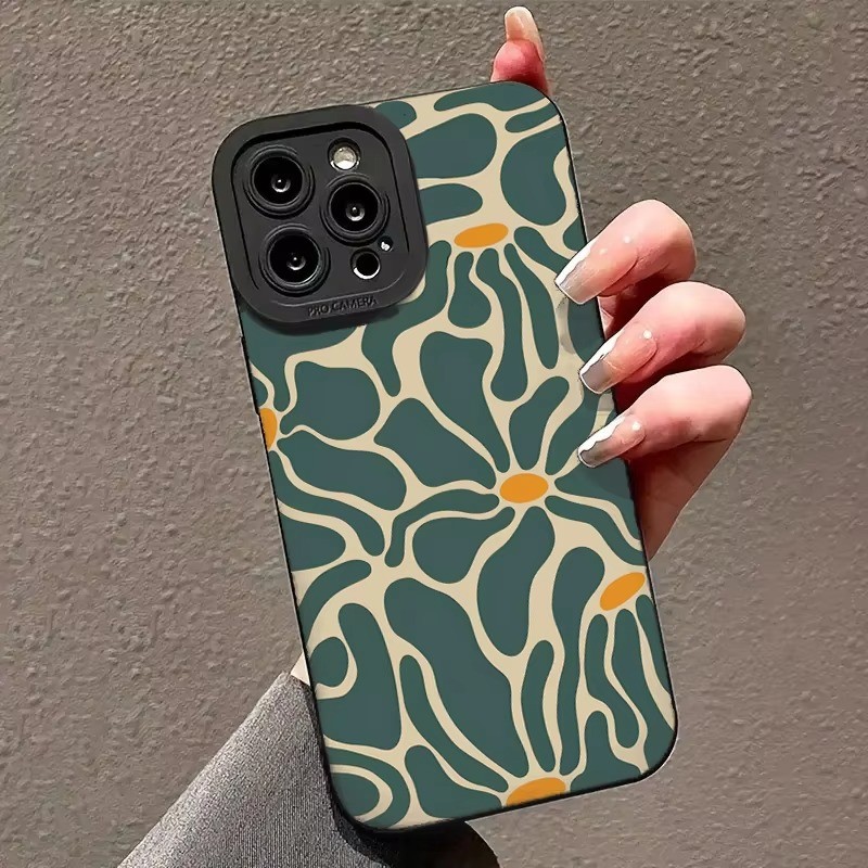 สําหรับiphone 16 Pro Maxกรณีดอกไม้รูปแบบเรขาคณิตเคสโทรศัพท์สําหรับiPhone 11 12 13 15 14 16E iPhone XS X XR 7 8 Plus SE2 Fundas