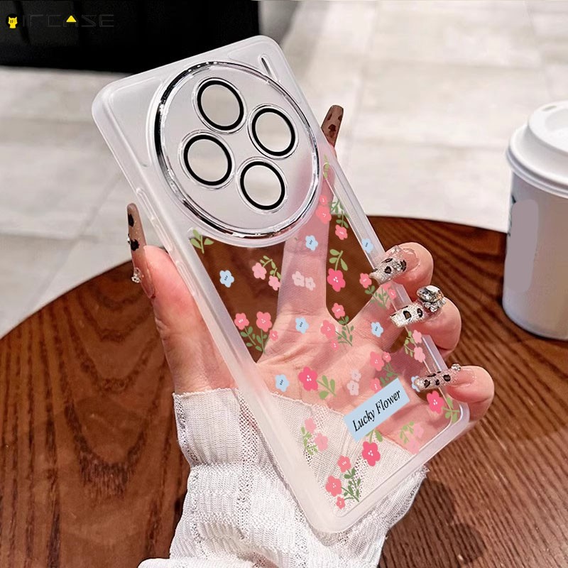 พร้อมฟิล์มเลนส์สําหรับ Huawei Pura 70 P60 P50 P40 P30 P20 Pro Plus Ultra Lite เคสโทรศัพท์ดอกไม้สีชมพูดอกไม้น่ารักโปร่งใสฤดูร้อนกันกระแทกปลอกอ่อนกรณีฝาหลัง - รูปที่ 6