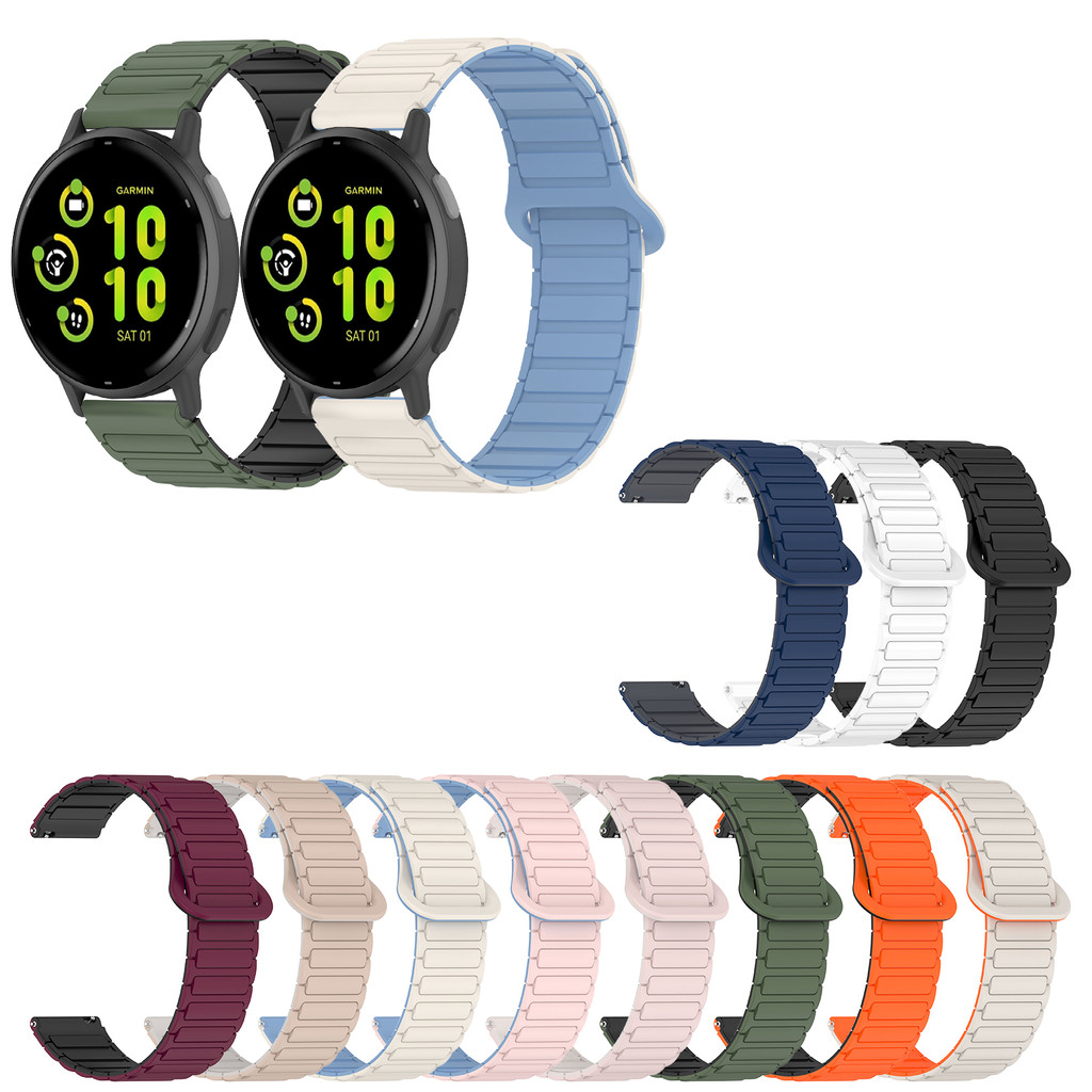 สายนาฬิกาซิลิโคนสําหรับ Garmin Vivoactive 3 4 5 6 Active 5 6 สายรัดข้อมือแบบห่วงแม่เหล็ก