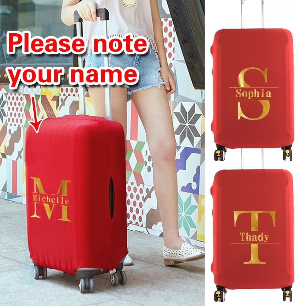 Customization name luggage cover กระเป๋าเดินทางแบบพกพาสีแดงครอบคลุมสำหรับ 18-32 นิ้วการออกแบบที่เรียบง่าย Unisex