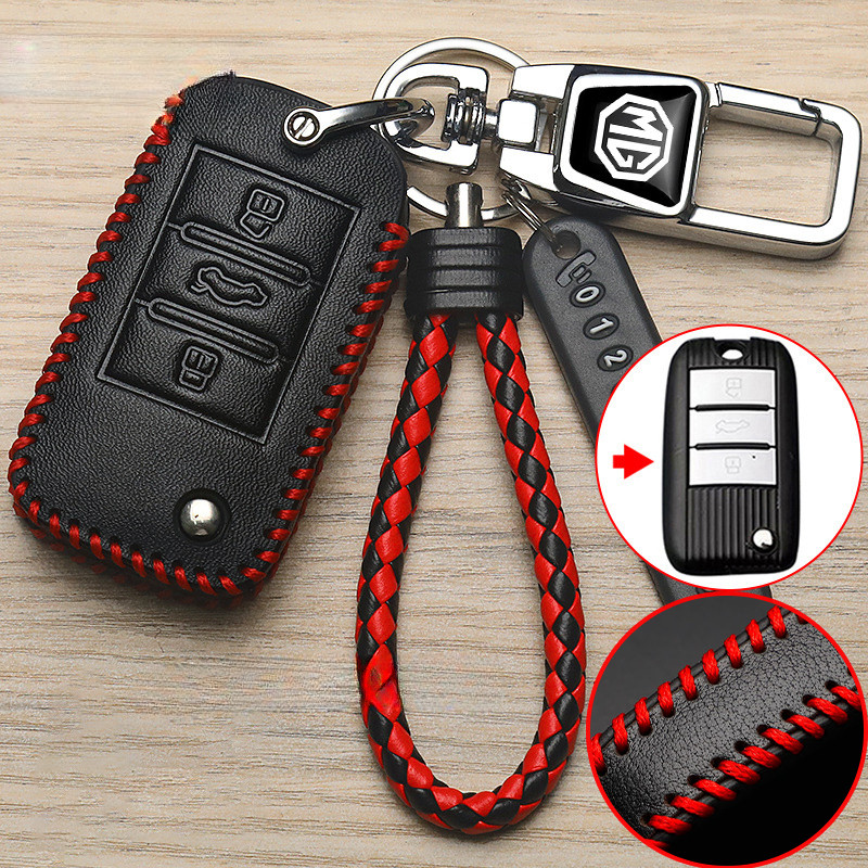 Mg EP/MG ZS/MG5 MT เคสกุญแจรถ MG ZS ปลอกกุญแจ พวงกุญแจหนังวัว MG กล่องกุญแจรถอัจฉริยะ