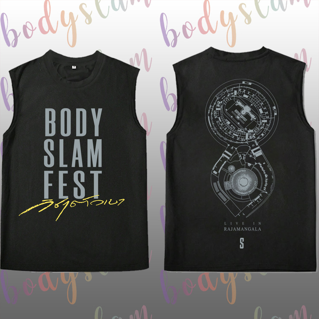 S-3XL Bodyslam Band Tanks เสื้อกั๊กคอกลมคอตตอนสีดำและสีขาว เสื้อกั๊กวงดนตรี