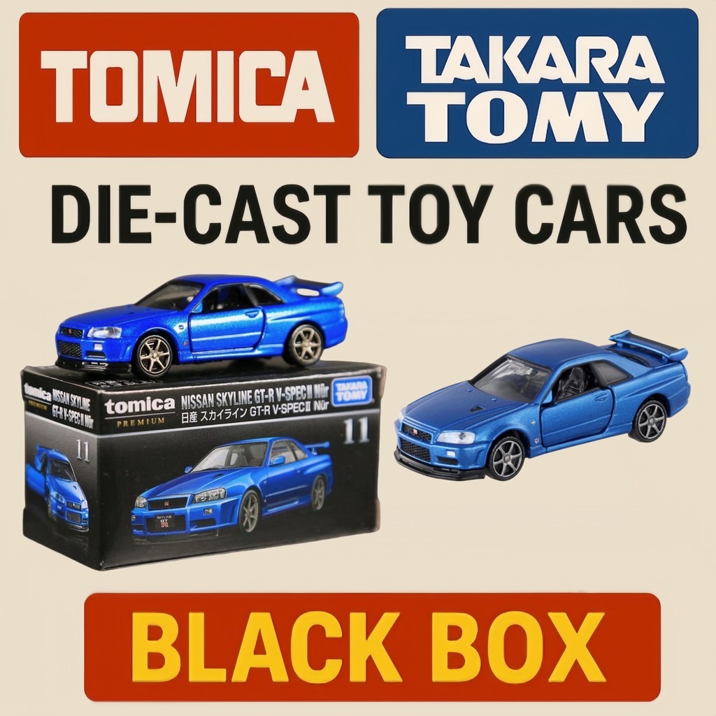TOMICA Nissan Skyline Blue Diecast Model Car-ของเล่นจิ๋วแท้สำหรับนักสะสมและเด็ก