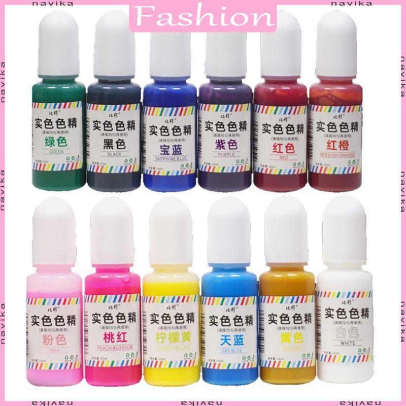 Nav 12 สี Liquid เรซิ่นสี Pigment สําหรับ UV เรซิ่นปลอดสารพิษเรซิ่น Dye สําหรับเครื่องประดับทํา DIY ของขวัญ Art Decor 10ml