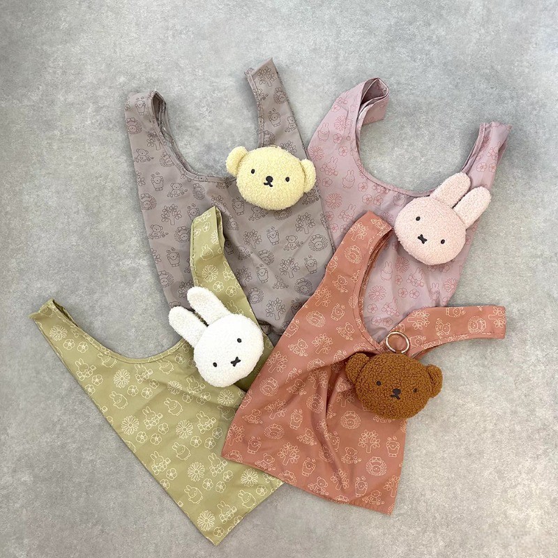 Miffy Rabbit กระเป๋าเก็บของแบบพับได้กระเป๋าสะพายไหล่กระเป๋าช้อปปิ้ง