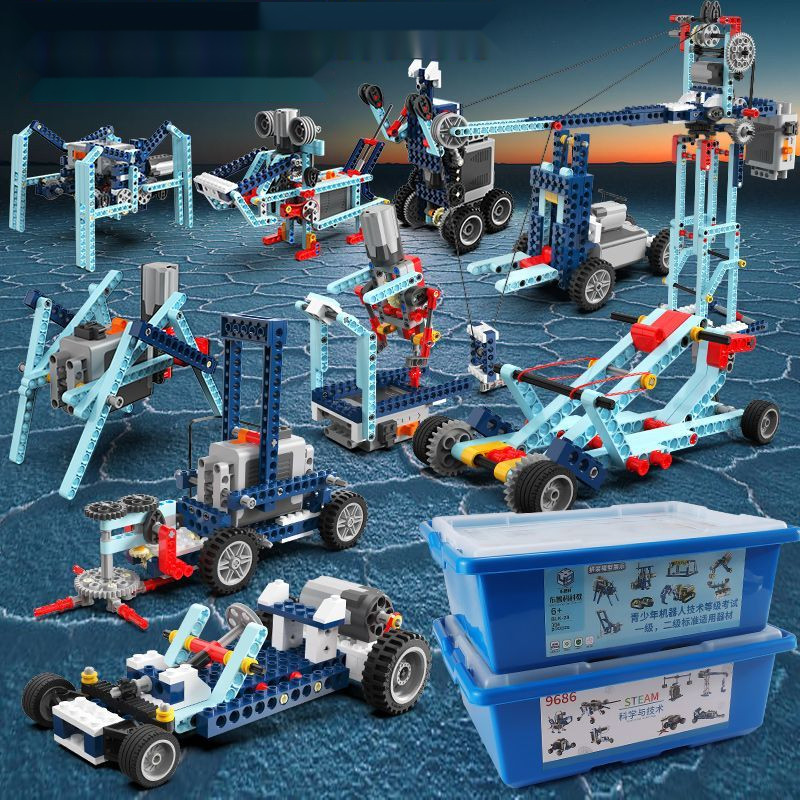ชุดทดลองวิทยาศาสตร์ 9686 หุ่นยนต์โปรแกรมไฟฟ้า บล็อกการศึกษา ของเล่นเพื่อการศึกษาสำหรับเด็ก