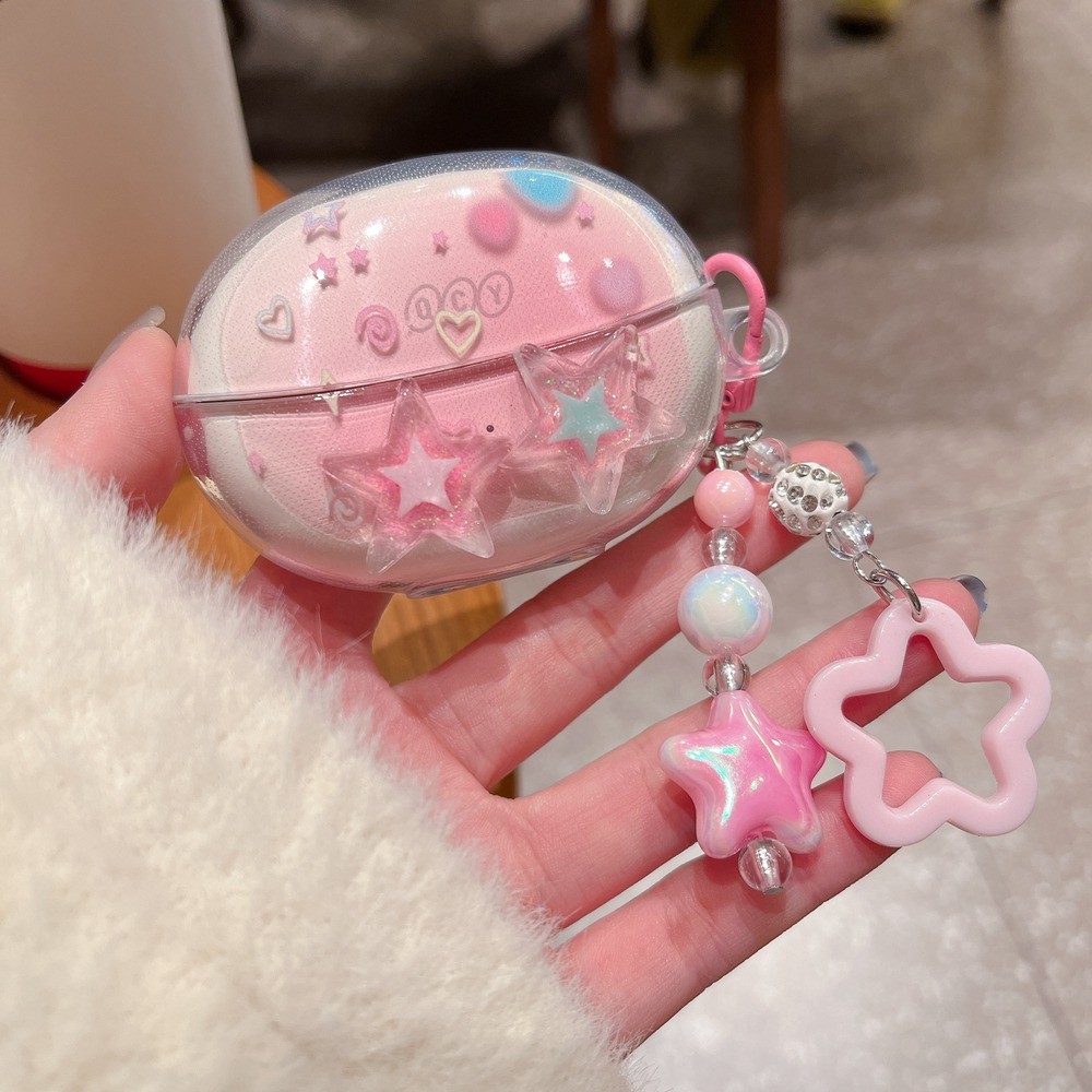 สําหรับ QCY Crossky C30 กรณี 3D การ์ตูน Star ผีเสื้อหมีหูฟังปกอ่อน QCY C30 หูฟังกล่อง Fundas พร้อมพว