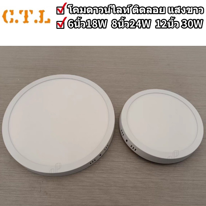 โคมไฟดาวน์ไลท์ ติดลอยLED 6นิ้ว18W 8นิ้ว24W 12นิ้ว30W แสงขาว พลาสติก