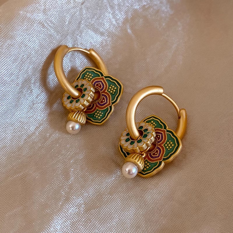 ต่างหูดอกไม้เคลือบหญิงโชคลาภสวมต่างหูมากขึ้นต่างหูความเจริญรุ่งเรือง