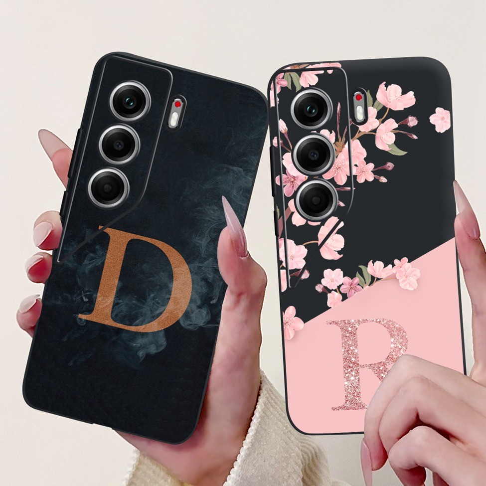 Tecno Camon 40 Pro 4G กรณี CM6 สีดําความงาม AZ ตัวอักษรแฟชั่นดอกไม้นุ่มปกหลัง Techno Camon 40 Pro 4G