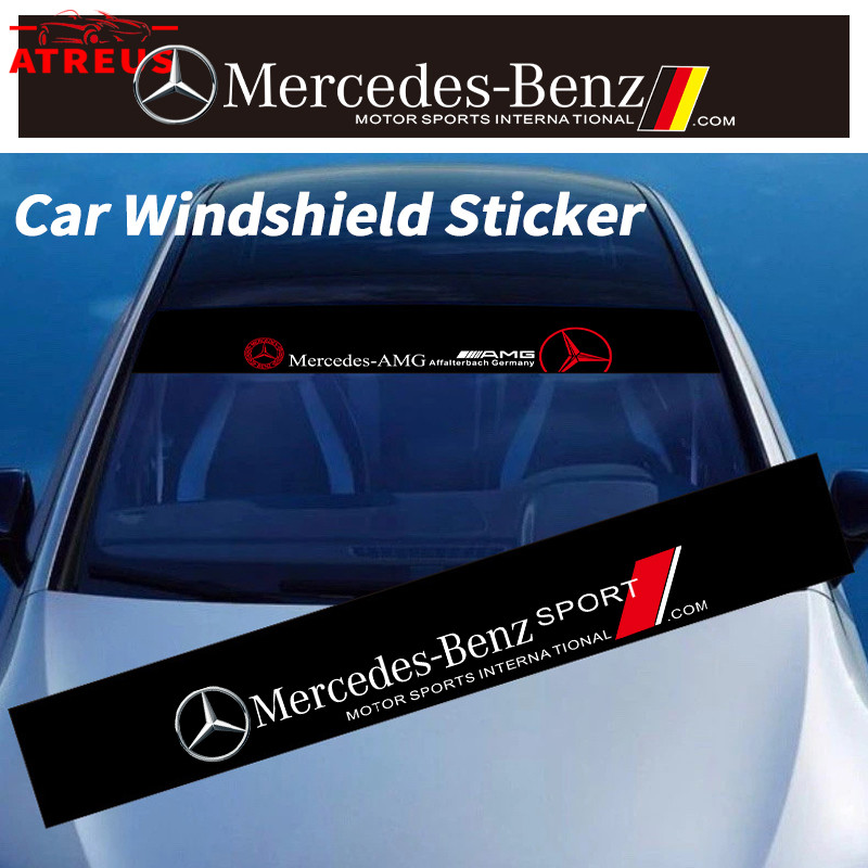 Mercedes สติ๊กเกอร์ ติดรถ สติ๊กเกอร์บังแดด สติกเกอร์รูปลอก กันน้ํา สําหรับติดตกแต่งกระจกหน้ารถยนต์ บ
