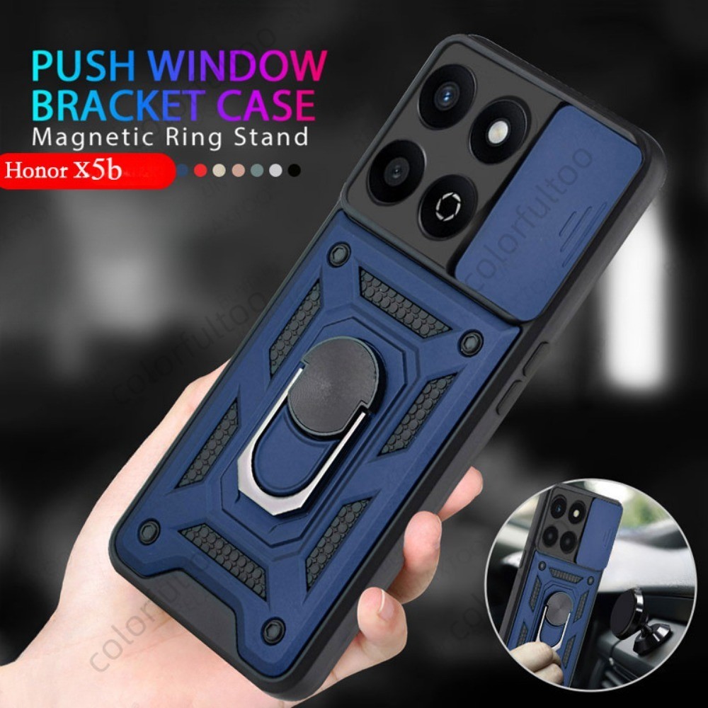 Honor X9d 5G เคสโทรศัพท์สําหรับ Honor X9d X9C X7d X5b Plus X5BPlus X 5B HonorX7d 4G 5G เกราะกันกระแทกปลอกกดดึงกล้องป้องกันกรณีรถแม่เหล็กผู้ถือแหวนด้านหลัง Hard ราคา ถูกที่สุด ดีลบีเคเค