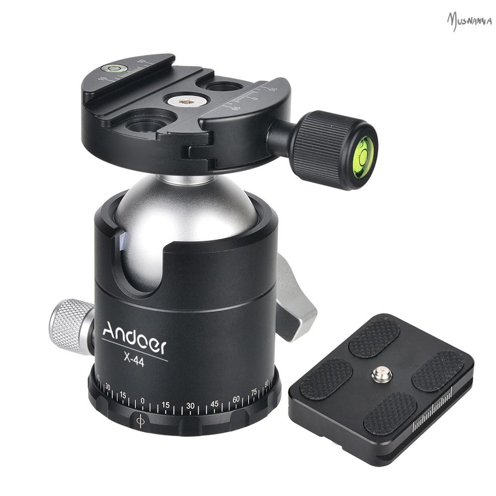 Andoer X-44S อลูมิเนียม Ballhead Ball Head ขาตั้งกล้อง Monopod หัว Panoramic Ballheads พร้อม Qu Ball