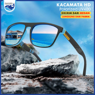 Paus Biru - Kacamata Hitam Lensa HD Polarized UV400 Sunglasses Pria Wanita Anti Silau Cahaya Matahari
