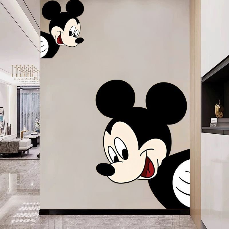 ดิสนีย์มิกกี้การ์ตูนน่ารักสร้างสรรค์บุคลิกภาพ ทําเอง ตู้เย็นสติกเกอร์ตกแต่งกันน้ําภาพวาดสติ๊กเกอร์ติดผนังห้องเด็ก