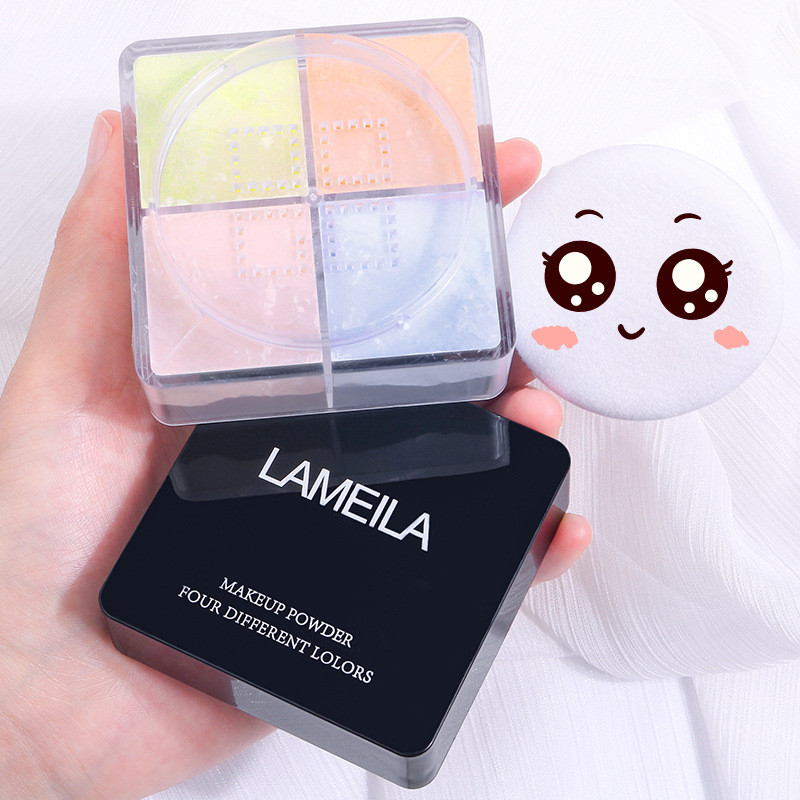 พร้อมสต็อก จัดส่งทันที Lamel Four Palace Loose Powder ขัดอัตโนมัติรูขุมขนที่มองไม่เห็นยาวนานควบคุมน้ํามันสดชื่น
