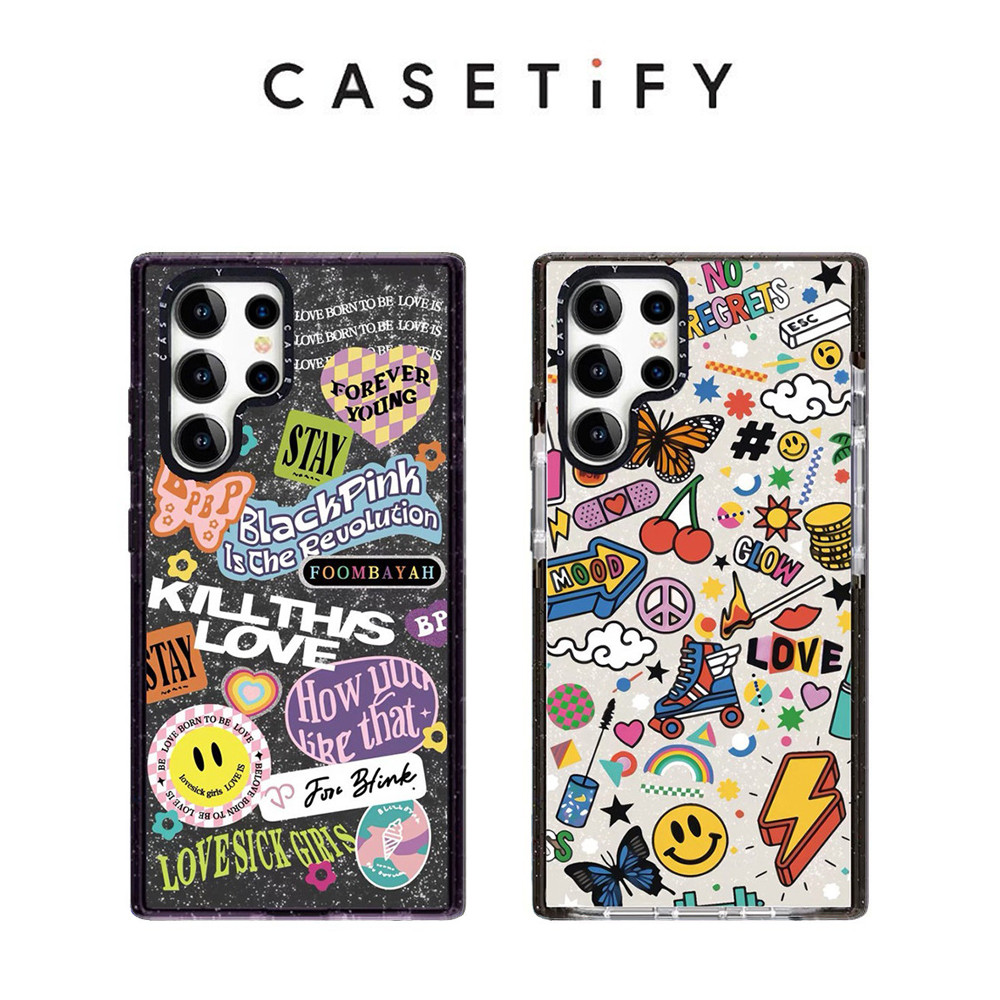 Cherry Smile Label GLITTER Case สําหรับ Samsung S25 Ultra S25 24 23 Plus กันกระแทกป้องกันปลอกอ่อน