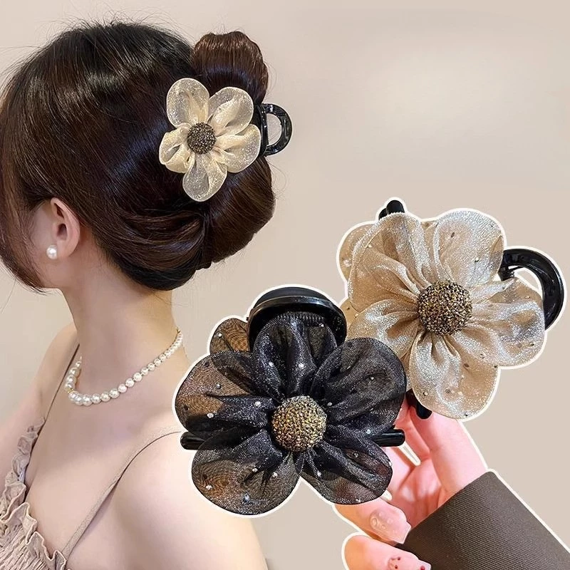Bling สวยผู้หญิงที่สง่างามดอกไม้จับผม Cips Headwear อุปกรณ์เสริม