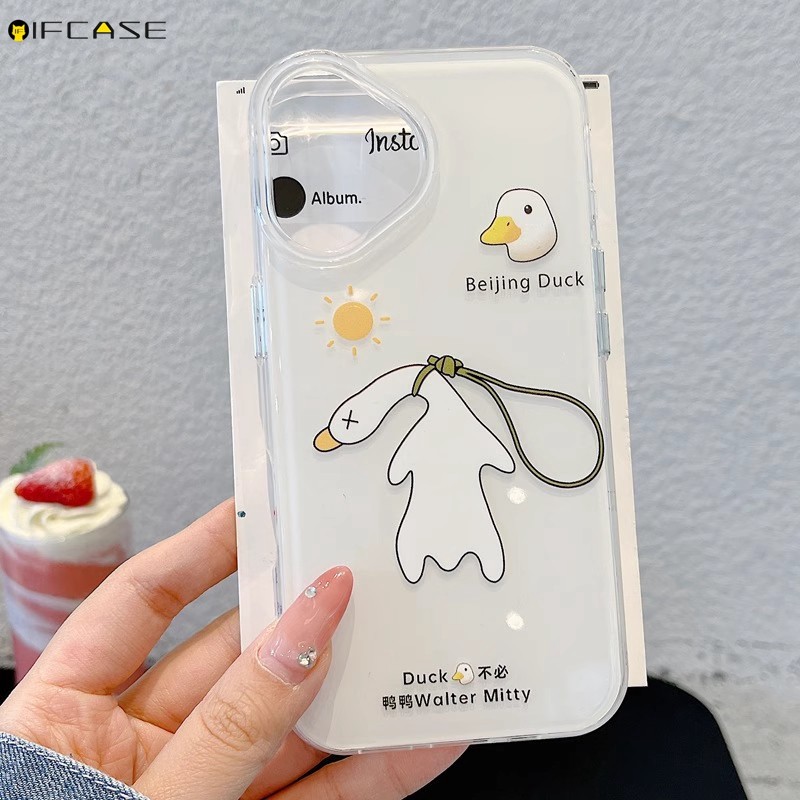 สําหรับ infinix Hot 60 60i 50 40 30 30i 12i Pro Plus Pro + 9 Play 8 4G 5G เคสโทรศัพท์สีขาวตลกเป็ดจี้สีขาวโปร่งใสปลอกกรณีฝาครอบ - รูปที่ 2