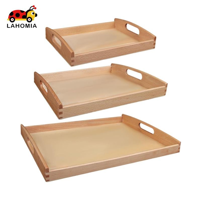 ลาโฮเมีย มอนเตสซอรี่ ถาดยังไม่เสร็จช่วยสอนพร้อมที่จับรูปสี่เหลี่ยมผืนผ้าสําหรับพรรคเสิร์ฟอาหารค่ําขนมงานฝีมือครัว - รูปที่ 3