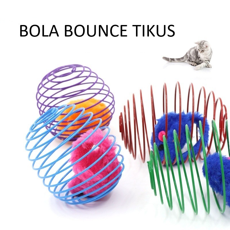 Bounce Mouse Ball เมาส์ที่เต็มไปด้วยของเล่นสําหรับแมวและสุนัขสัตว์ของเล่นยืดหยุ่นเกลียว Ball Mandul 