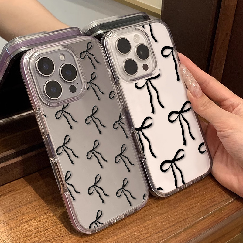 Soft clear case Simple black ribbon series 1 สําหรับ OPPO A1k C2 A3s A15 A16 A17 A18 A33 A38 A53 A54