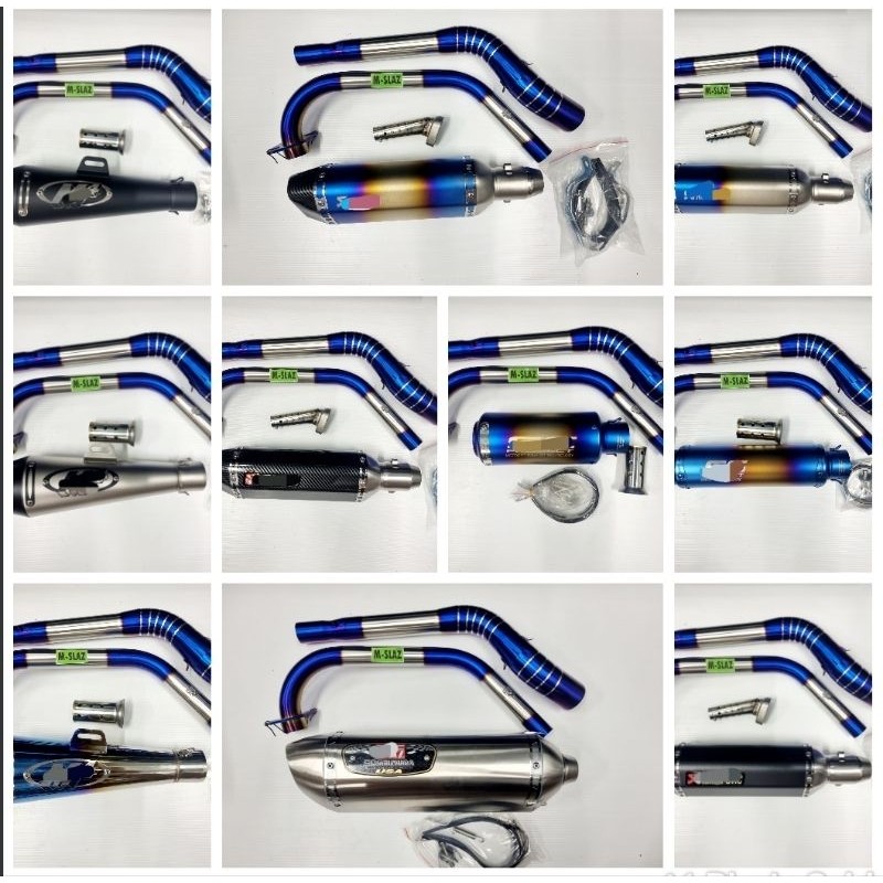 คอท่อ งานแสตนเลส สำหรับ Yamaha Mslaz M-Slaz และ R15 เก่า สีไทเท พร้อมปลายท่อ Yoshimaru / Ak / SC / M