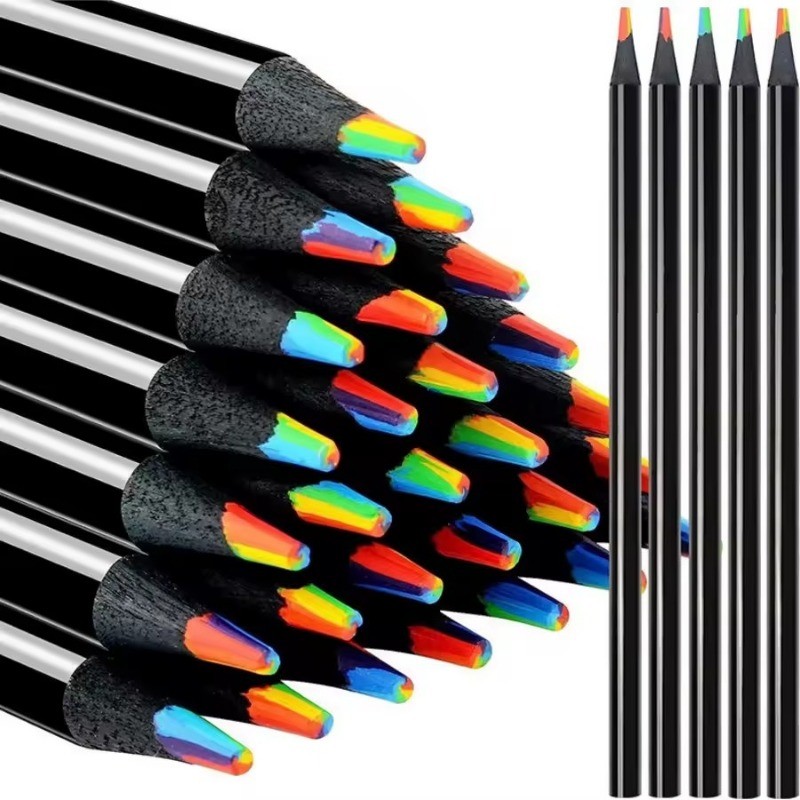 7 in 1 สี Rainbow Core ดินสอสีดินสอไม้สําหรับภาพวาดศิลปะวาดเครื่องเขียนโรงเรียนเด็กของขวัญอุปกรณ์จิตรกรรมเครื่องมือ
