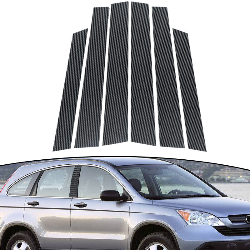 !ในสต็อก! 6PCS สีดํารถประตูด้านข้างเสาโพสต์ Fit สําหรับ Honda CR-V CRV 2007-2011 หน้าต่าง Moulding B