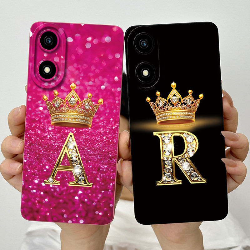 สําหรับ Honor X5 Plus WOD-LX2 / Honor X5 VNA-LX2 แฟชั่นตัวอักษรเริ่มต้นคู่เคสโทรศัพท์ HonorX5 X5Plus 4G ซิลิโคนนุ่ม TPU เลนส์ป้องกันกรณี