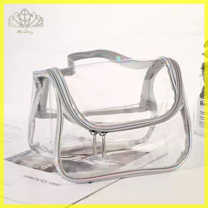 Daisy โปร่งใสกระเป๋าเครื่องสําอาง PVC กันน้ําแต่งหน้ากระเป๋าเดินทางกระเป๋าความงาม Bath Toiletry ล้างกระเป๋า TH