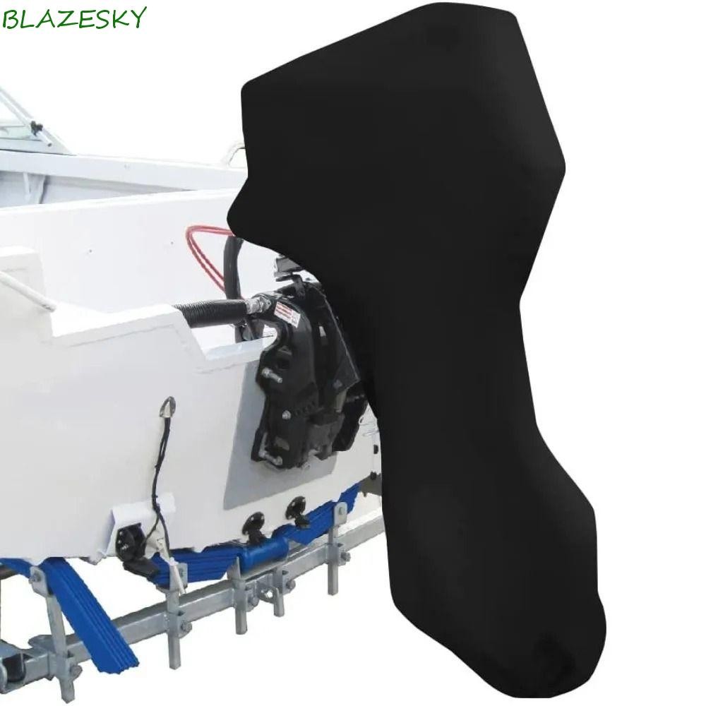 Blazesky เรือนอกมอเตอร์, 420D Oxford ผ้าซิป Full Boat Motor Cover, สายรัดกันลมเครื่องยนต์สีดํา UV-Proof กันน้ําฝาครอบเครื่องยนต์นอก Anti-fading