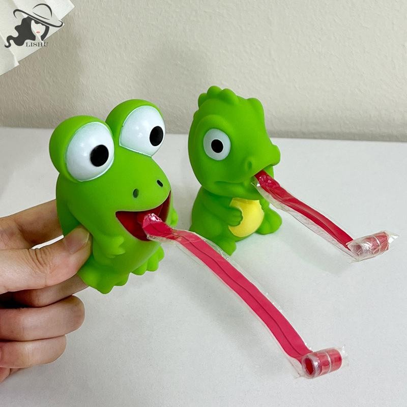 Lishu เด็ก Creative Deion Fidget ของเล่น Pinch กบไดโนเสาร์ Sticking ลิ้น Out บรรเทาความเครียดของเล่นคริสต์มาสของขวัญเด็ก th
