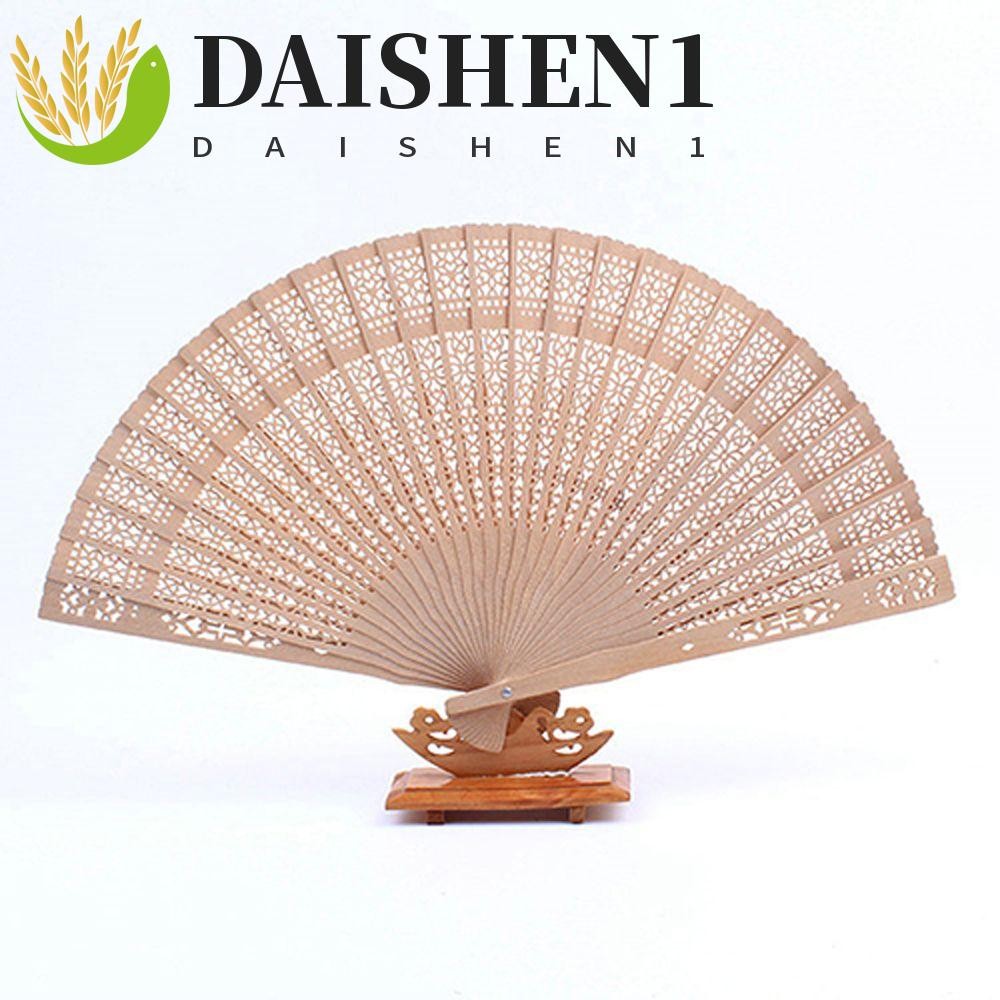 Daishen1 พัดไม้จันทน์ แบบกลวง ด้ามจับ สไตล์วินเทจ สําหรับตกแต่งบ้าน