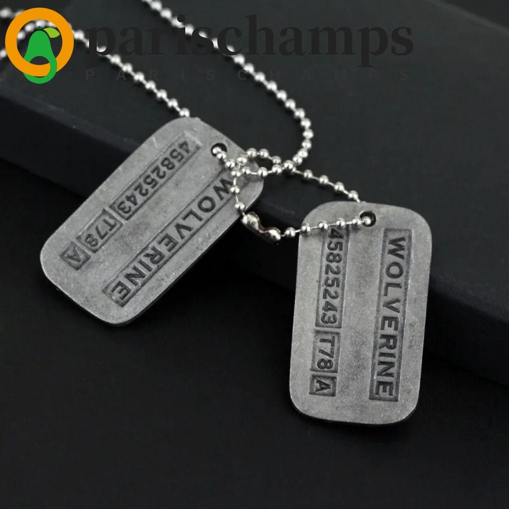 Parischamps Wolverine Hang Tag Neckless, Single/Double Tablet X-Men Wolverine Pendant, Alloy Superhero Movie Periphery Wolverine Card Neckless Fans Gift