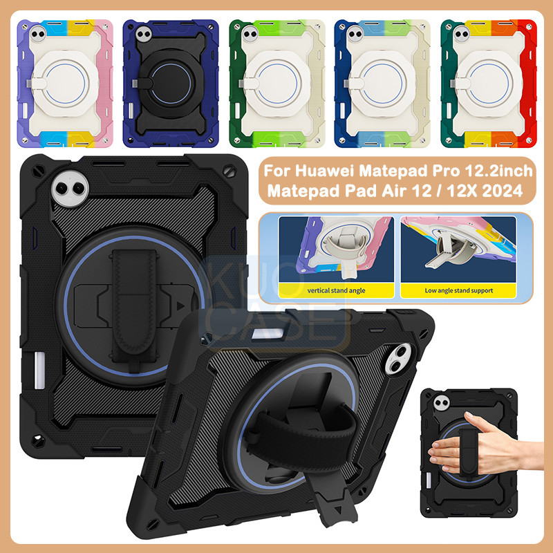 สําหรับ Huawei Matepad Pro 12.2 Matepad Air 12 12X 2024 Full Body Protection Case 360° ฝาครอบขาตั้งที่จับหมุนได้