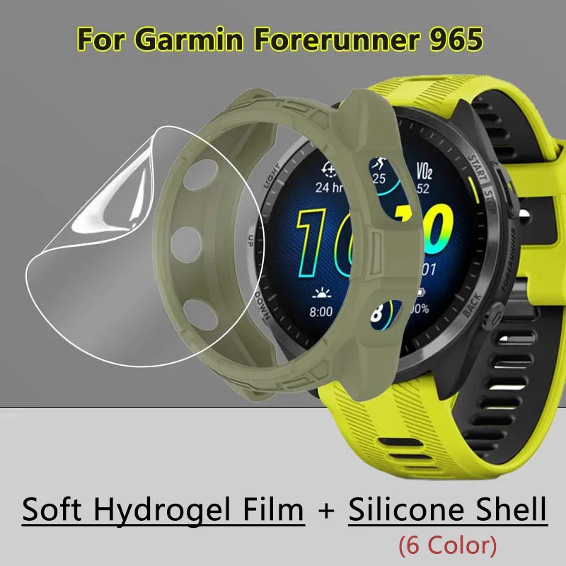 ฟิล์มไฮโดรเจลแบบนุ่ม + เปลือก TPU สําหรับผู้เบิกทาง Garmin 965 265 265S SmartWatch คลุมทั้งหมดฟิล์มป