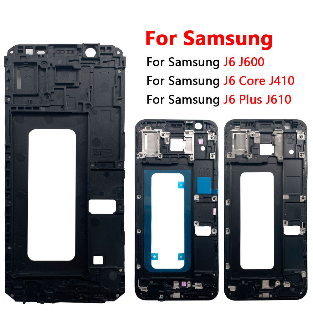 กรอบกลางด้านหน้าสําหรับ Samsung J4 Core J410 J6 J600 J6 Plus J610 จอแสดงผล LCD Bezel Faceplate ผู้ถื