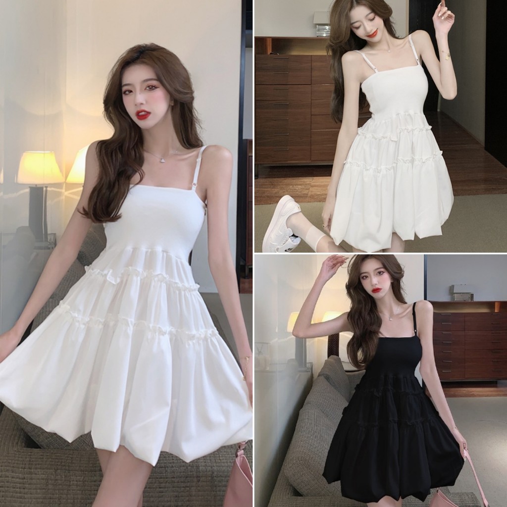 cherryshop พร้อมส่ง เดรสสั้นผู้หญิง ชุดเดรสสายเดียว ชุดเจ้าหญิง ดีไซน์เซ๊กซี่ รุ่นใหม่ล่าสุด สไตล์ฝรั่งเศส