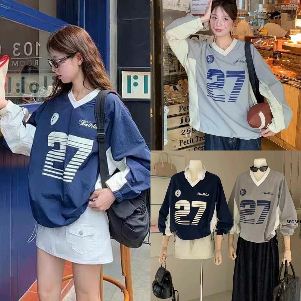 เสื้อแขนยาว คอวี ทรงโอเวอร์ไซค์ว ผ้าดีมาก ทรงเกาหลี ทรงน่ารัก แฟชั่นเกาหลี TAG WG.WE